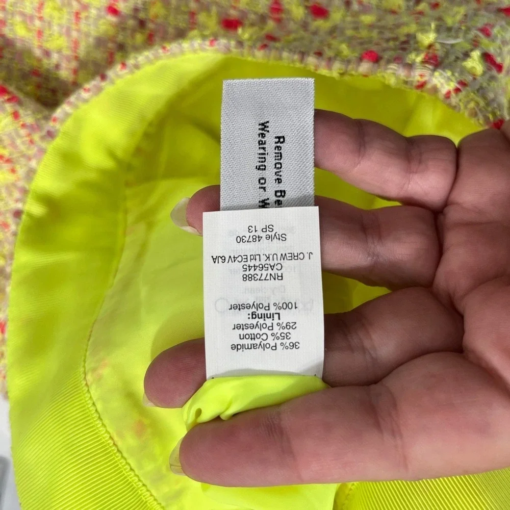 J. Crew No. 2 Pencil Yellow‎ Pink Tweed Career Office Eccentric Skirt Womens 2